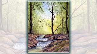 Paint a Waterfall In a Woodland Setting In Watercolours