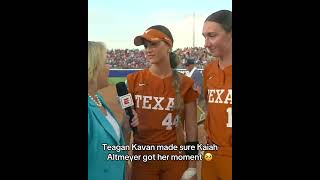 W teammate after the statement win to advance in the WCWS 👏