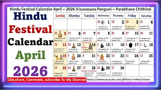 Hindu Festival Calendar April – 2026 Visuvasuva Panguni – Parabhava Chithirai