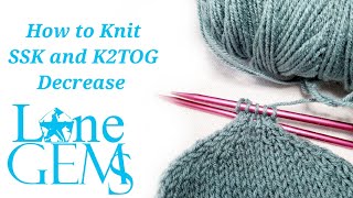 Mirrored Decreases in Knitting on the Knit Side How to Knit SSK and K2Tog Decrease