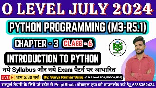 Day-6 || Python Programming (M1-R5.1) O Level || Python Programming M1-R5 For O Level || PreptShala