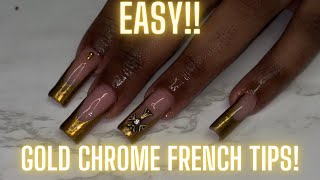 How to gold chrome french tips! NO PEELING! | NAILZ ON NAILZ