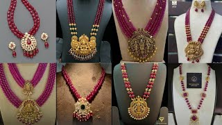 Latest and Trending gold ruby beads haram designs|Ruby necklace collection|#ruby #gold #haram