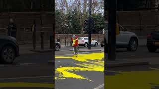 Protesters paint huge Ukraine flag outside Russian embassy in London