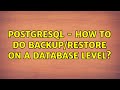 Postgresql - how to do backup/restore on a database level? (2 Solutions!!)