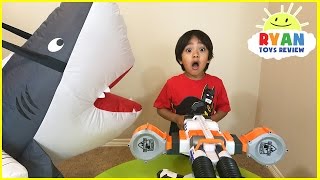Giant Shark Pretend Play Chasing and Hide and Seek with Ryan ToysReview