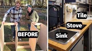 How to build a FULL kitchen in a van (stove, sink, fridge)