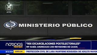 Asciende a 956 la cifra de excarcelaciones vinculadas a las manifestaciones postelectorales