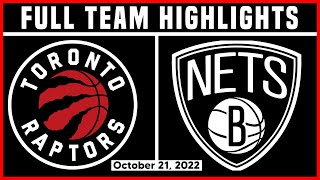 Toronto Raptors vs Brooklyn Nets - Full Team Highlights | October 21, 2022 | 22-23 NBA Season