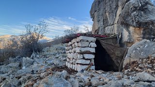 Beautiful and ancient construction and design of shelter with wood and stone