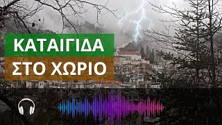 Καταιγίδα στο χωριό με ισχυρή βροχόπτωση και κεραυνούς (virtual thunderstorm Greece)