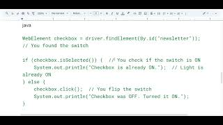 ✅ Checkbox Handling in Selenium (Java Edition)