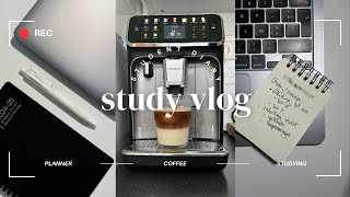 Study vlog | studying, planning, morning routine, coffee