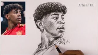 How To Draw Lamine Yamal Easy Pencil Sketch Spain Footballer Step By