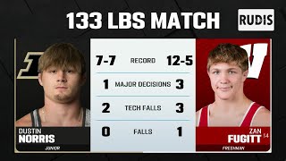 133 LBs: Wisconsin's Zan Fugitt vs. Purdue's Dustin  Norris | Big Ten Wrestling | 02/07/2025