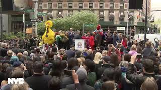 Mayor de Blasio Speaks at Street Renaming for 50th Anniversary of Sesame Street