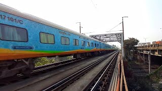 Luxurious Sealdah Jammu Tawi Humsafar Express crossing Bally Bridge at a great speed