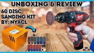 60 Piece Sanding Disc Set by NYXCL -  Unboxing, Testing, \u0026 Review   HD 1080p