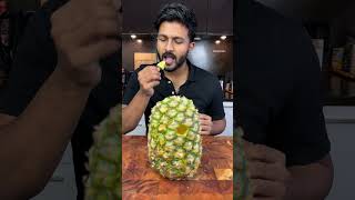 Eat pineapple without using a knife to cut- hack testing🍍🫣 #shorts #hacks #asmr