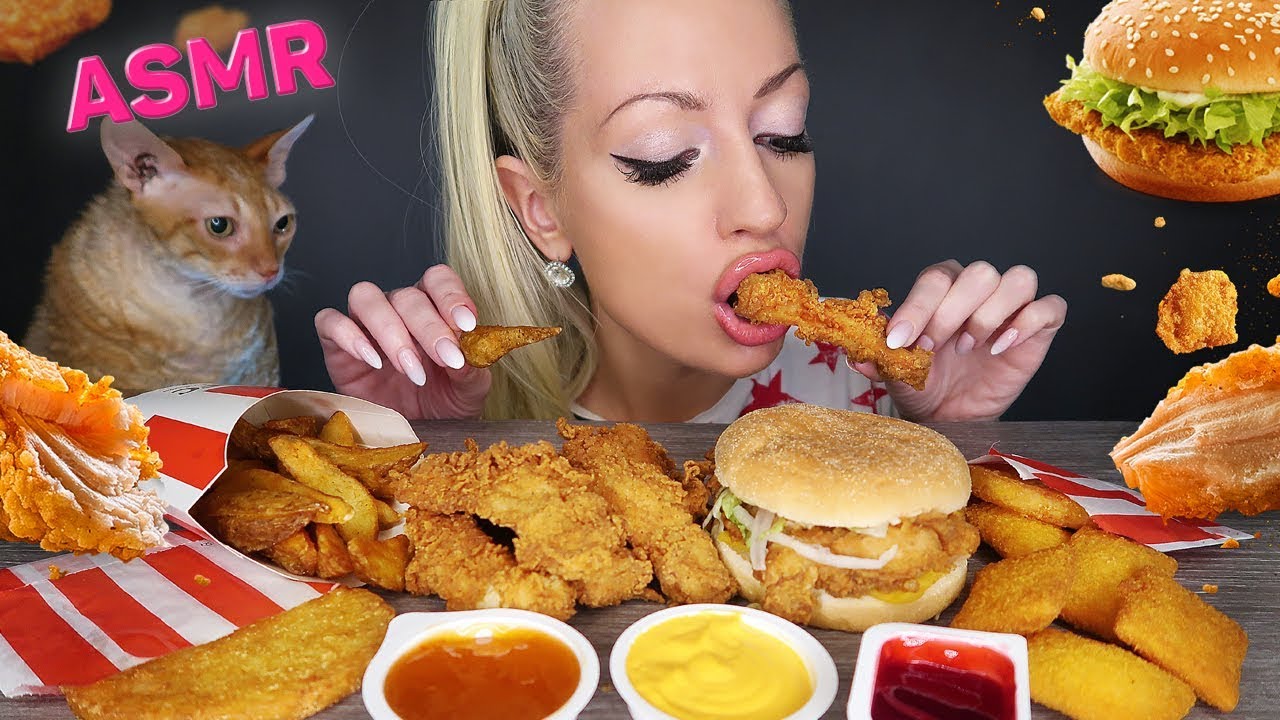 ASMR KFC Chicken Mukbang 먹방 🍗 No Talking (MOST POPULAR FOOD, BURGER ...