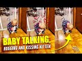 Baby That Loves Her Kitten Talking, Hugging and Kissing It