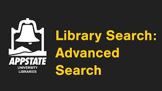 Library Search: Advanced Search (Updated)