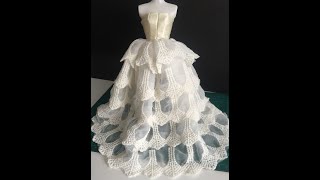 手工制作芭比娃娃礼服长裙多层娃娃礼服裙婚纱裙Handmade Barbie Dress Long Dress Multilayer Doll Dress Skirt Wedding Dress