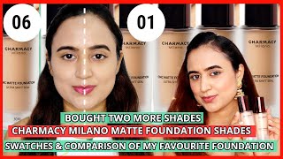 Charmacy Milano Matte Foundation Shades Swatches \u0026 Review | Waysheblushes