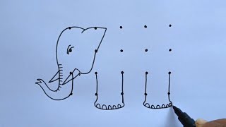 How To Draw Elephant With 4x5 Dots | How To Draw Elephant Step By Step | Elephant Drawing Tutorial