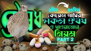 কোয়েল পাখির সকল  প্রকার ওষুধ । পার্ট-২ || Provi Agro Farm \u0026 Hatchery