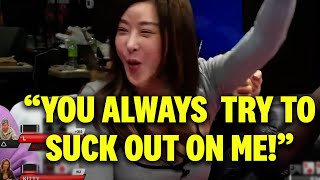 Kitty Kuo tries to PUNISH aggressive gambler ♠ Live at the Bike!