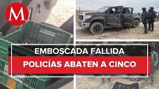 Policías de Zacatecas repelen emboscada, abaten a cinco agresores y aseguran armas