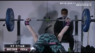 【女子67kg級ハイライト】第21回全日本パラ・パワーリフティング 国際招待選手権大会