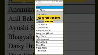 Generate random names #excelformula #exceltutorial #excelshorts