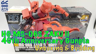 [4K UNBOXING \u0026 BUILDING] HG MS-06S ZAKU II 40TH Anniversary Gunpla - ASMR