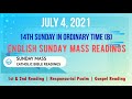 4 July 2021 English Sunday Mass Readings | 14th Sunday in Ordinary Time (B)