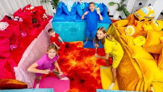 Five Kids Escape Lava Floor In HUGE Couch Castle FORT + more