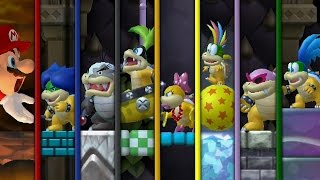 New Super Bowser Wii - All Castles (Bowser VS Koopalings and Evil Mario)