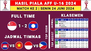 Hasil Piala AFF U-16 2024 Hari ini - Singapura vs Laos - Klasemen AFF U16 2024 - AFF U16 2024