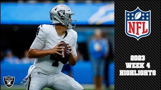 Raiders Rookie QB Aidan O’Connell Makes his FIRST Career Start | 2023 Week 4 Highlights vs. Chargers