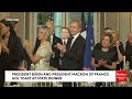 watch president biden and president macron toast at u.s. france state dinner in paris