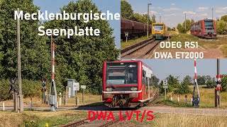 Zugverkehr an der Mecklenburgischen Seenplatte mit HANS LVT/S und ODEG RS1