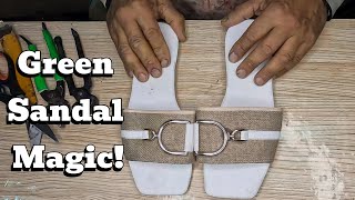 Transform Old White Sandals into Stunning Green Sandals | Shoe Repair Tutorial