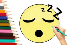 تعليم الرسم/ رسم ايموجي الفيسبوك النائم/ How to draw emoji
