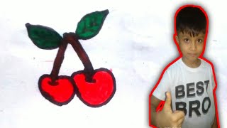How to Draw Cherry Fruits🍒Easy Tutorial || Cherries Drawing || Kids Draw 2022