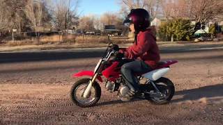 Honda CRF50F in ACTION! 8-year-old showing how it's done. (Vid #3)