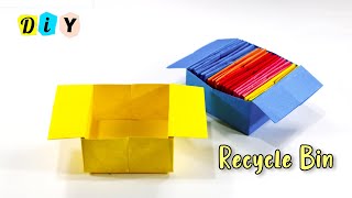 How to make Trash Bin from Paper | Origami Trash Bin Tutorial - Paper waste basket