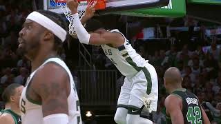 Giannis Tosses It Off The Backboard To Himself & The Bench Goes WILD!