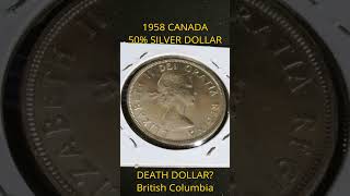 1958 CANADA $1. 00 COIN %50 SILVER DEATH DOLLAR  #shorts  #coins #canada