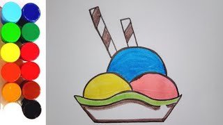HOW TO DRAW A CUTE ICE CREAM  BOWL🍨  EASY DRAWING FOR KIDS | KIDS VIDEOS | KINDER ARTLAND